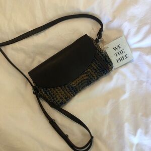Free people raffia leather bag, NWT